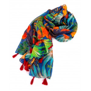 ΜΑΝΤΗΛΙ-ΠΑΡΕΟ BLUE TROPICAL PRINT
