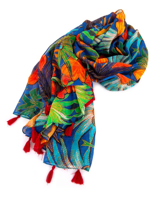 ΜΑΝΤΗΛΙ-ΠΑΡΕΟ BLUE TROPICAL PRINT